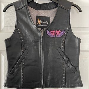 Leather Vest Motorcycle Ladies Small